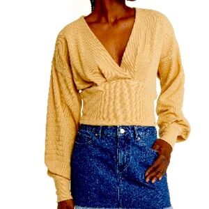 Free people, V-neck waffle knit sweater